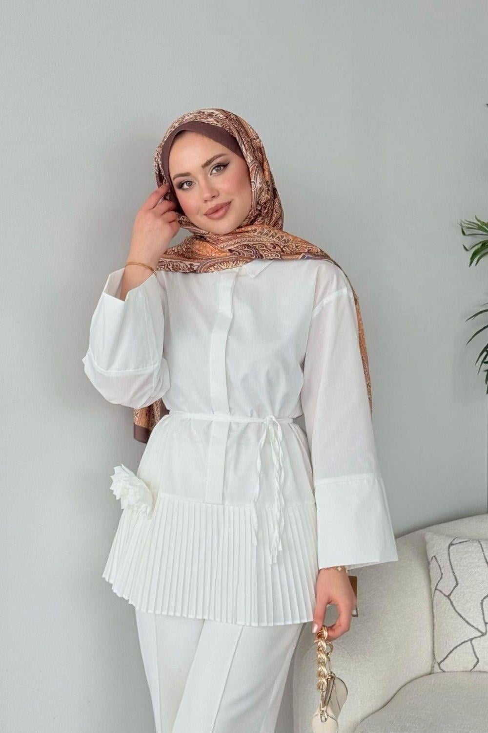 Şeker Piliseli Gömlek Beyaz 81046 