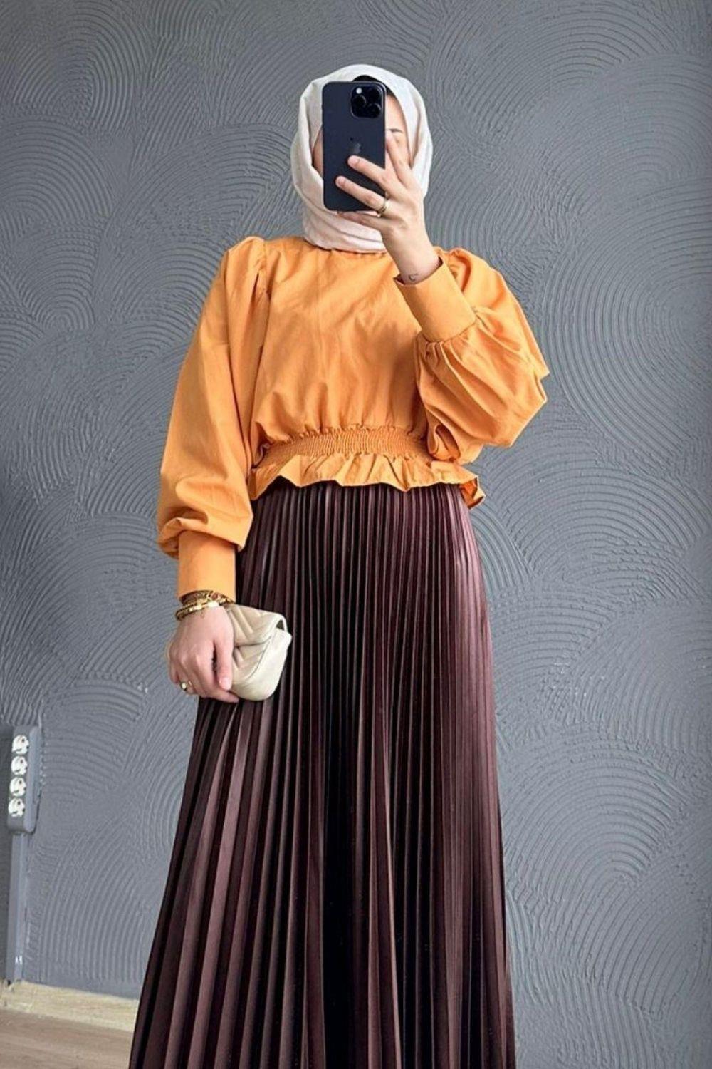 Altı Lastikli Tesettür Bluz Somon 8308 