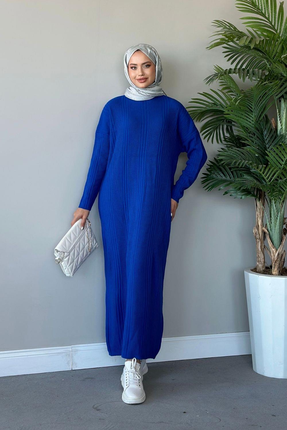Fitilli Triko Elbise Saks 8787 