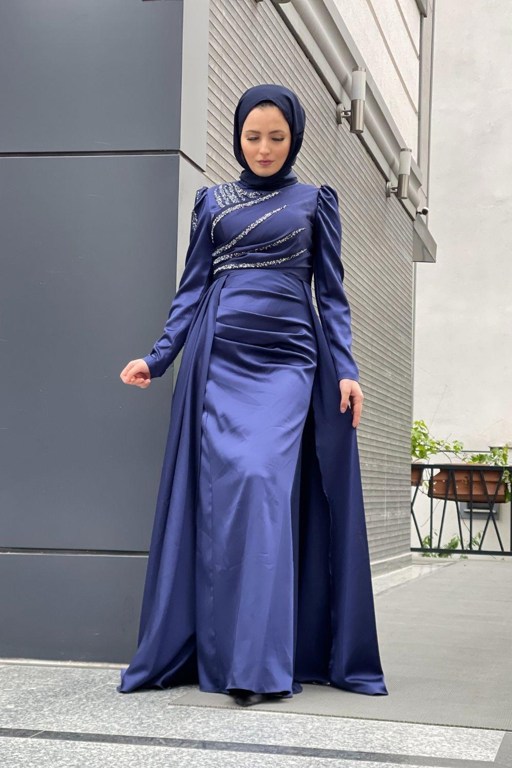 Esila Abiye Lacivert 8834 