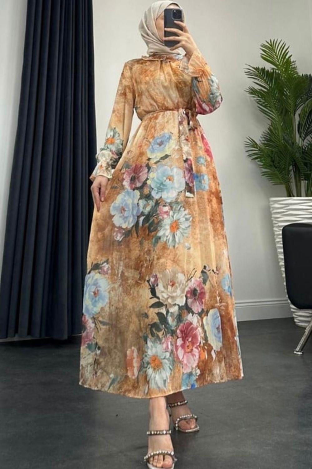 Nadya Astarlı Elbise Somon 9437 