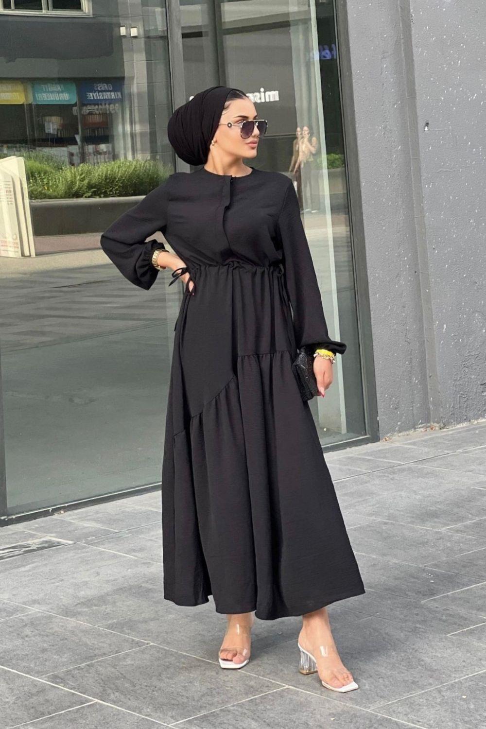 Leydi Airobin Elbise Siyah 9519 