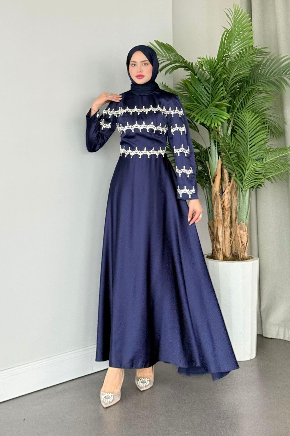 Yolansa Abiye Lacivert 9666 