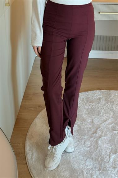 Fermuar Detaylı Pantolon Bordo 10043 