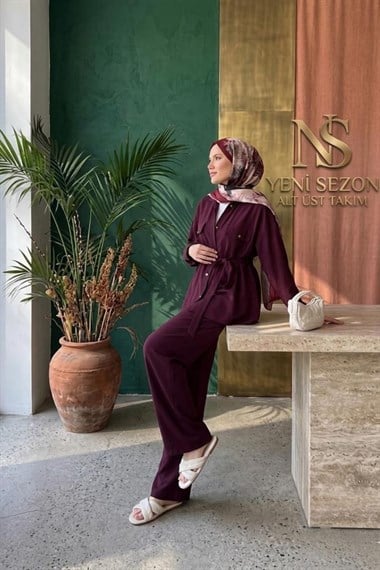 Piru Pantolonlu Modal Takım Bordo 2033 
