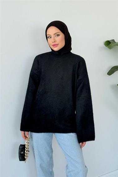 Manolya Kol Salaş Kedi Sakal Bluz Siyah 25440 