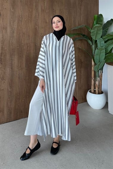 Vibe Çizgili Tunik Siyah 4536 