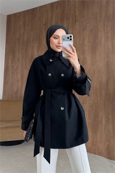 Alin Pelerin Trenç Siyah 7153 