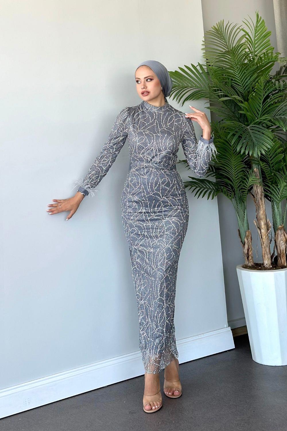 Ceylin Abiye Gri 10005 