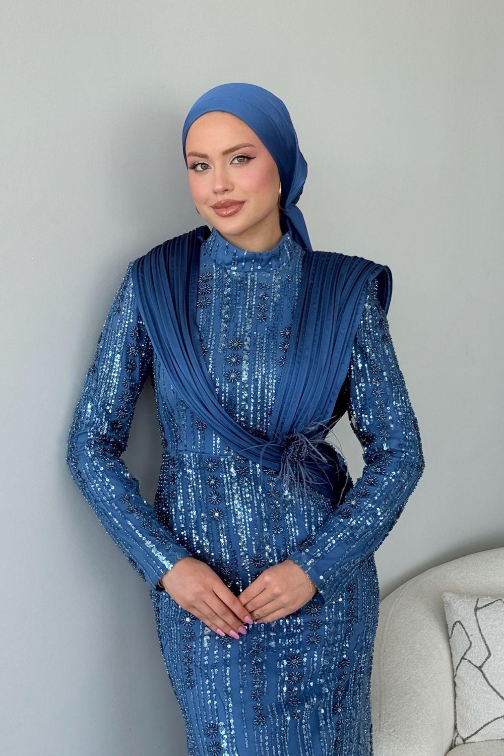 Botanica Tasarım Abiye İndigo 10026 