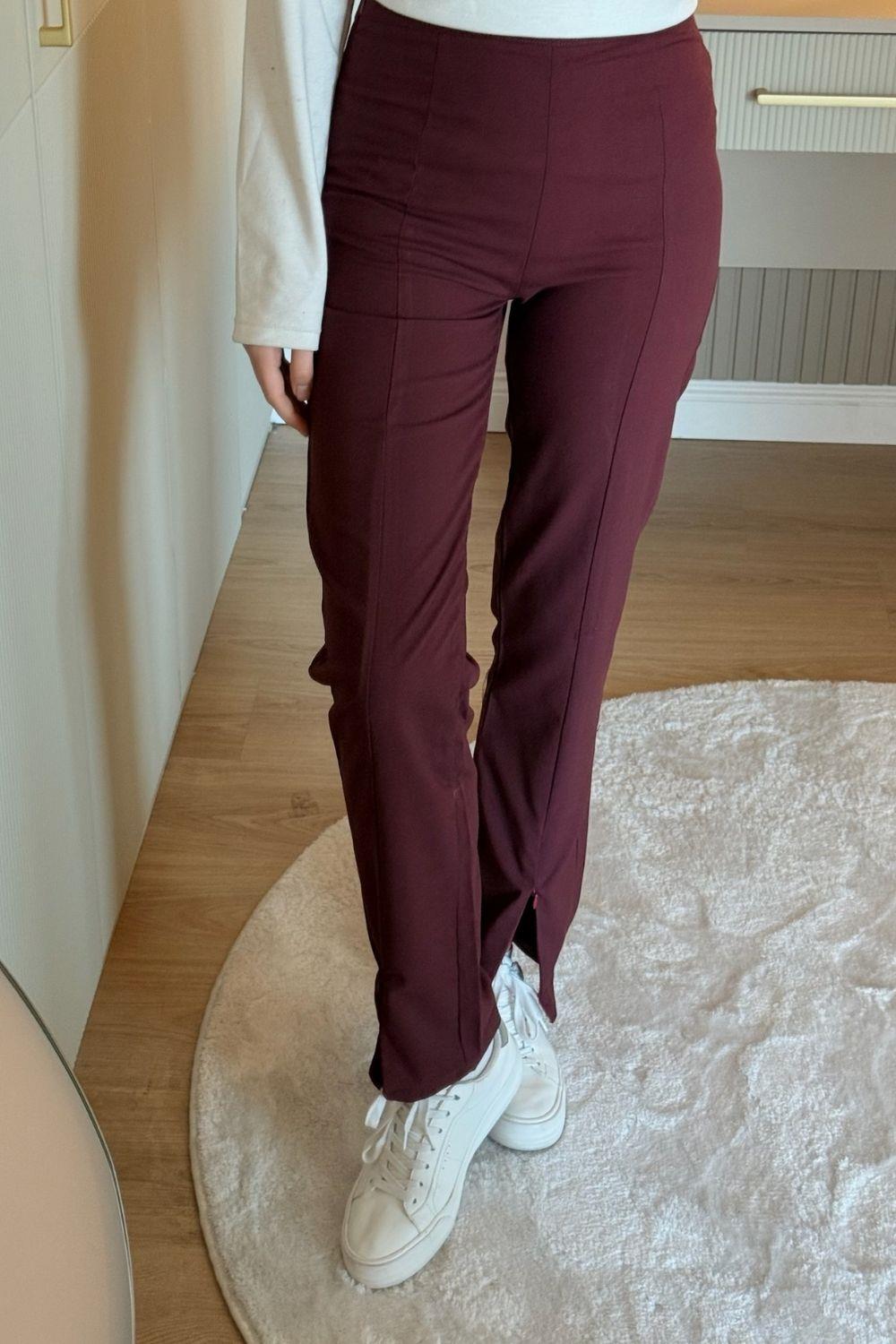 Fermuar Detaylı Pantolon Bordo 10043 