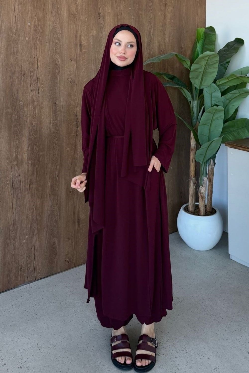 Çift Yırtmaçlı Takım Bordo 10077 