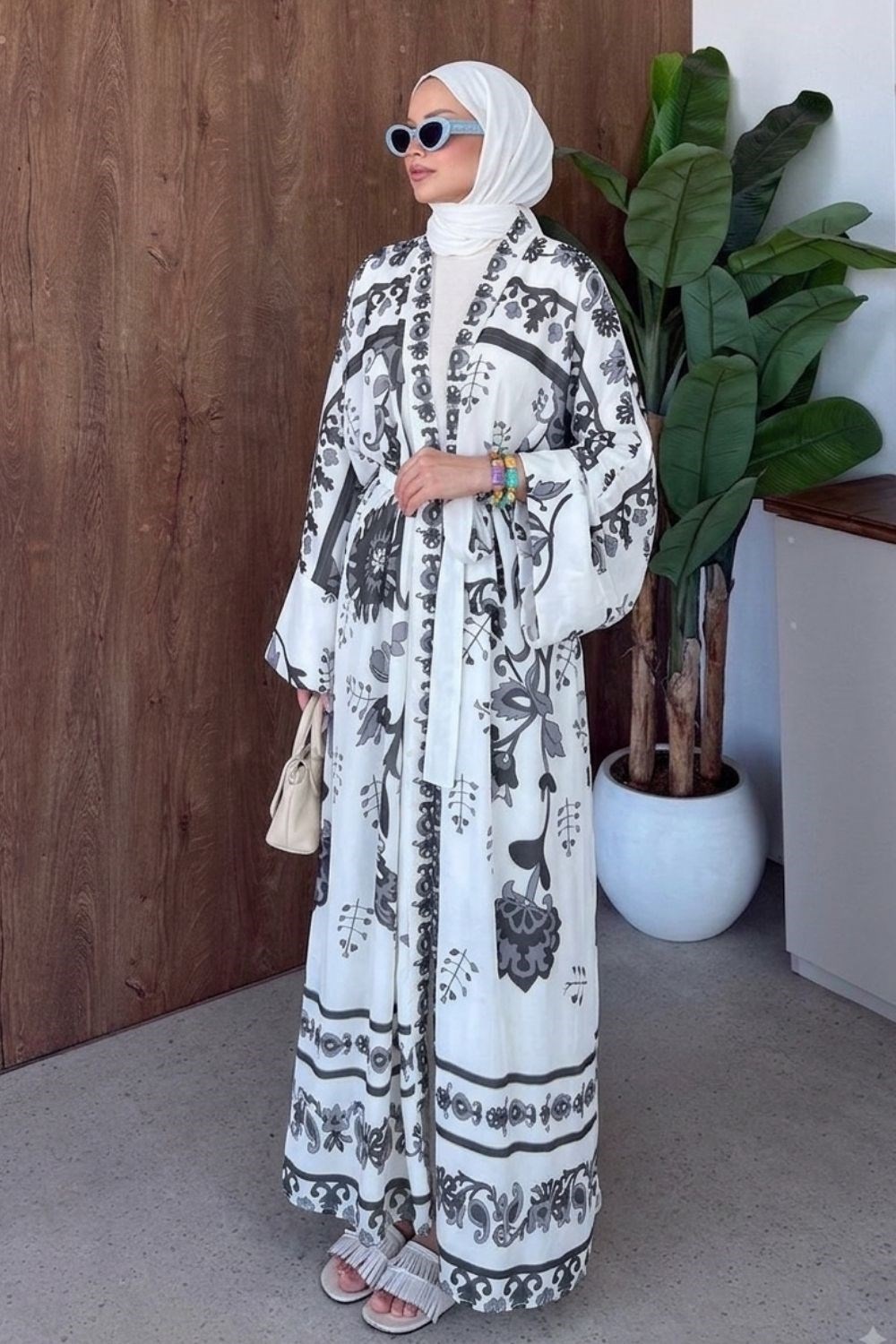 Bohem Esintili Kimono Siyah 10078 