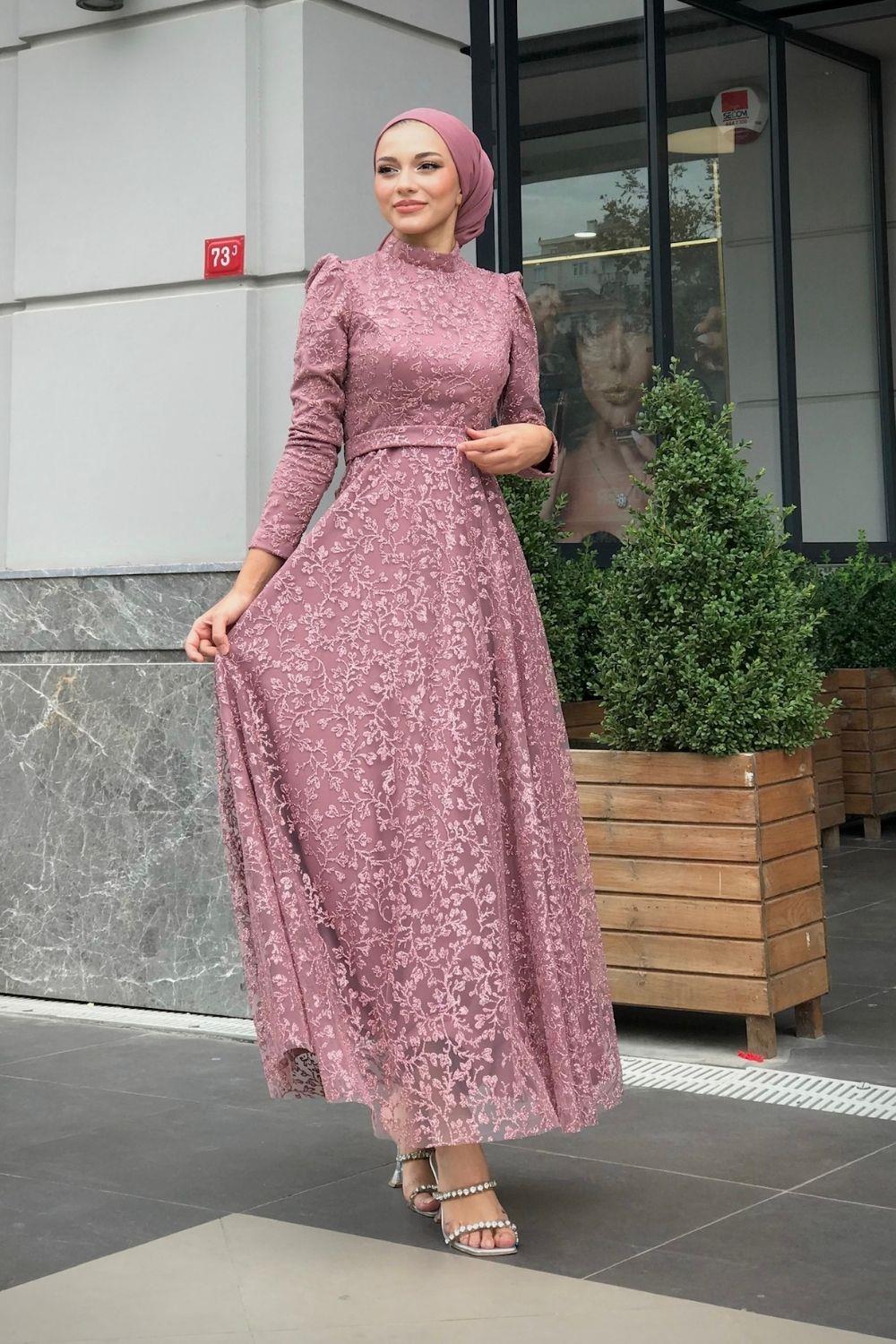 Sim Kapartmalı Abiye Pudra 1071 