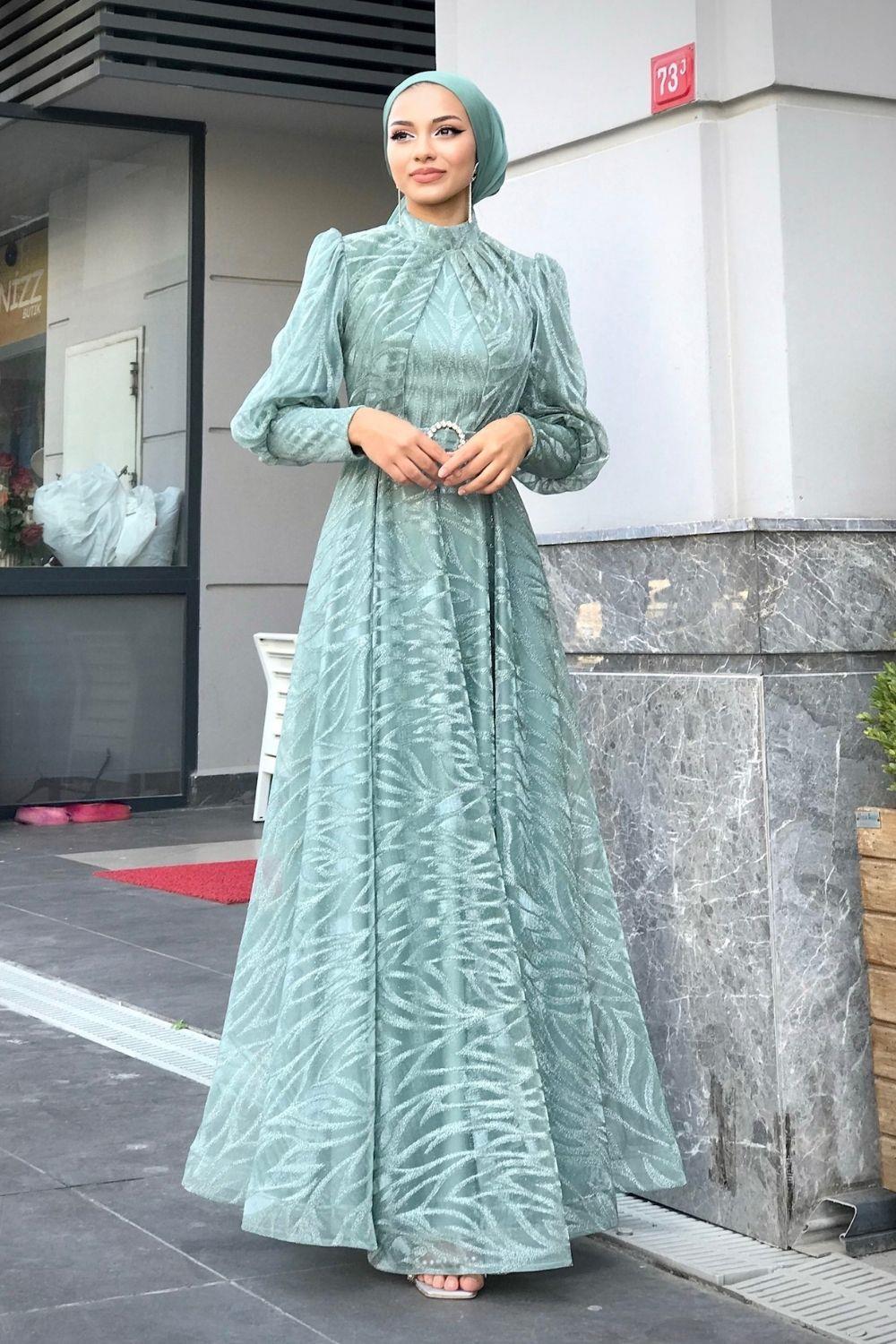 Lisa Simli Abiye Mint 1078 