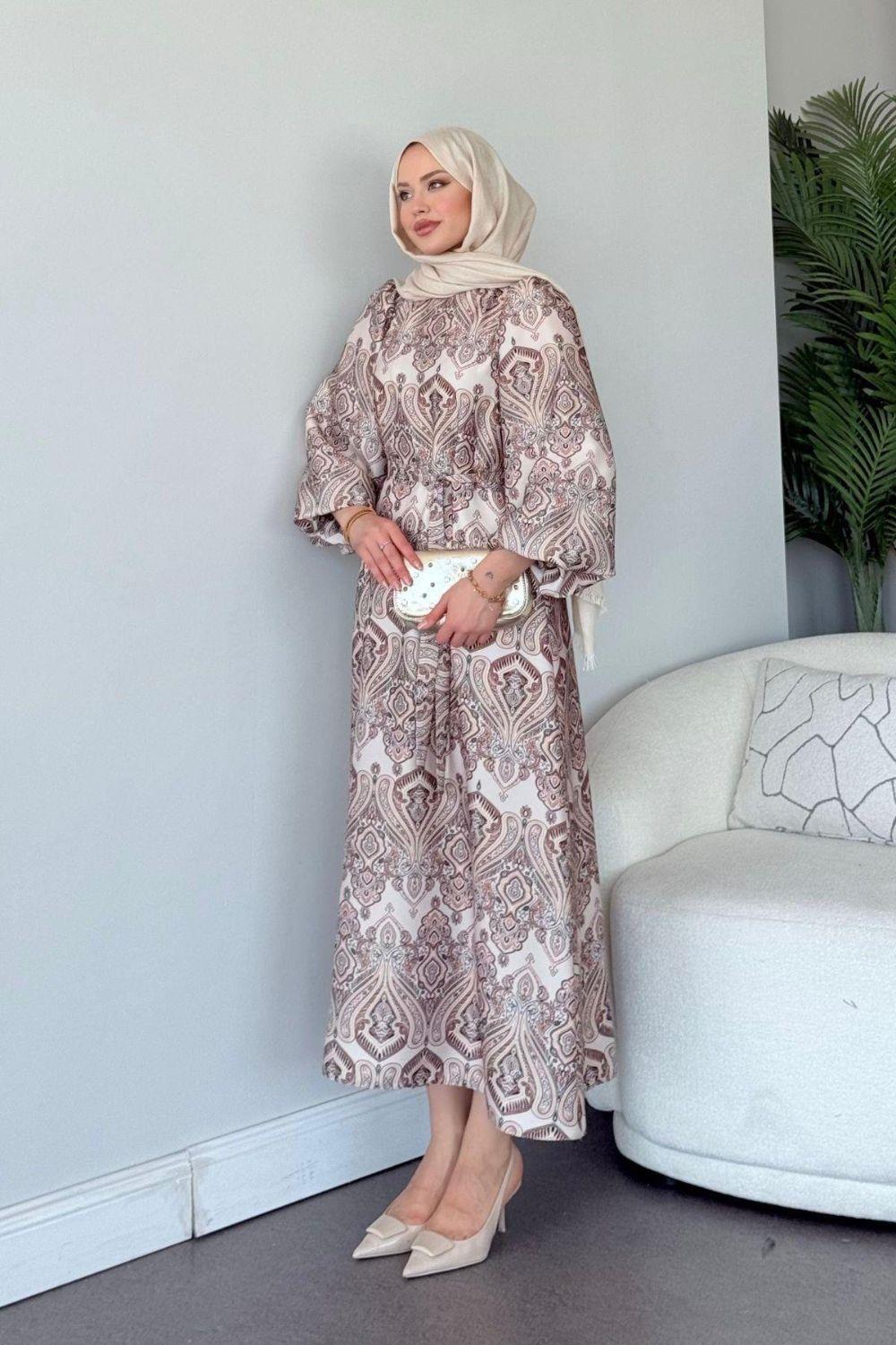 Fas Saten Elbise Bej 114000 