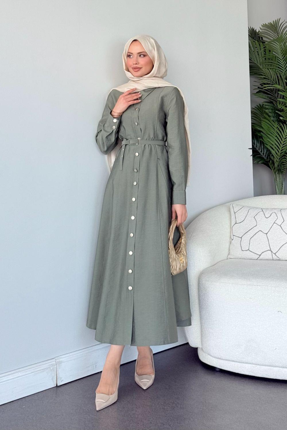 Dalyan Kemerli Elbise Haki 1144 