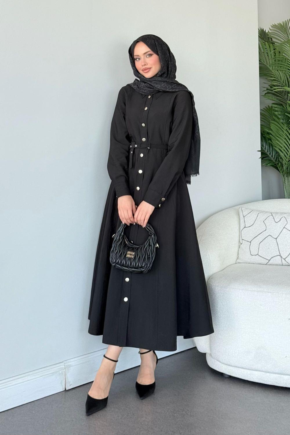 Dalyan Kemerli Elbise Siyah 1144 