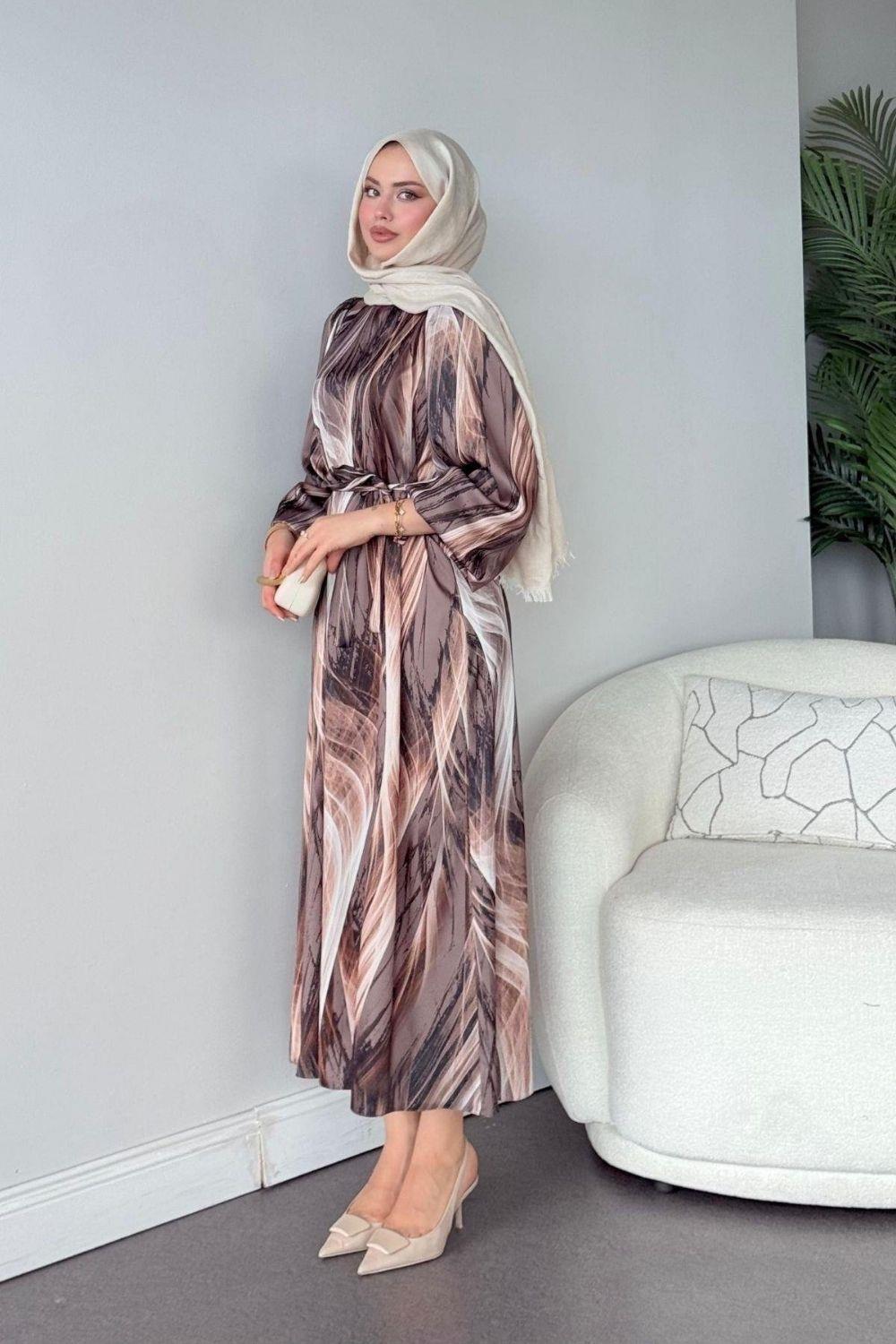 Gamzem Elbise Kahverengi 1145 