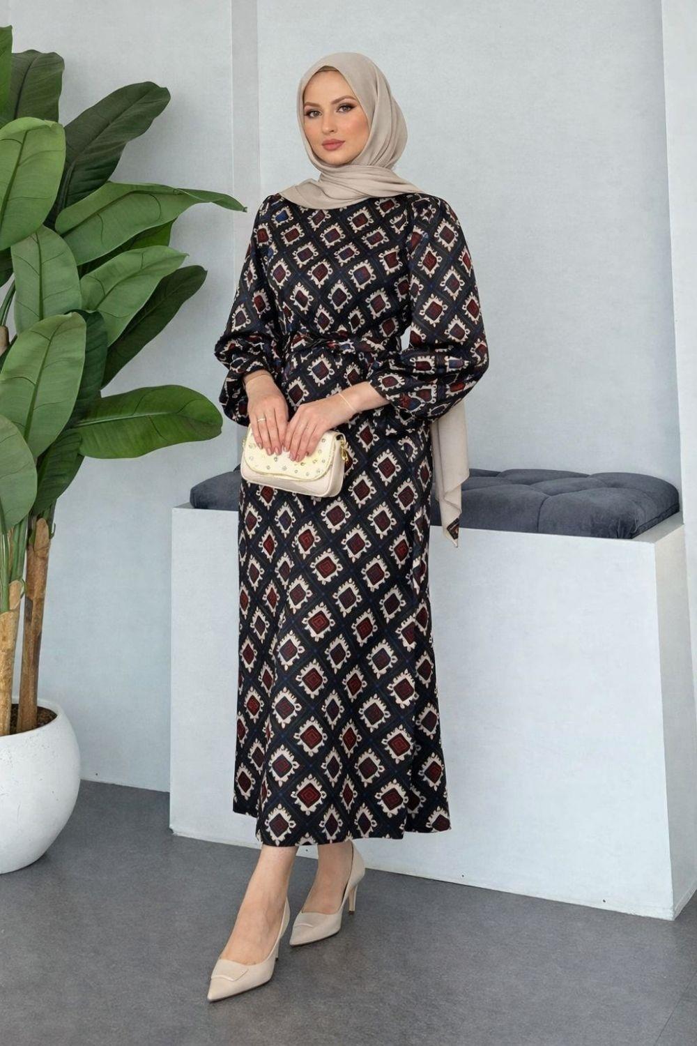 Hanımeli Elbise Bordo 1149 