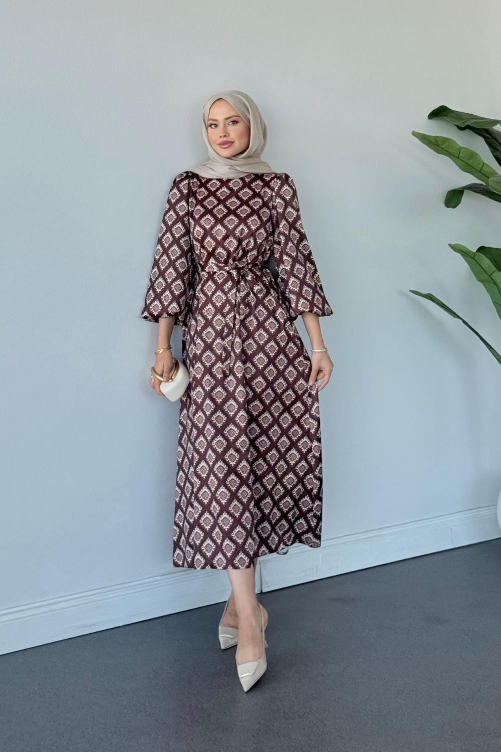 Hanımeli Elbise Kahverengi 1149 