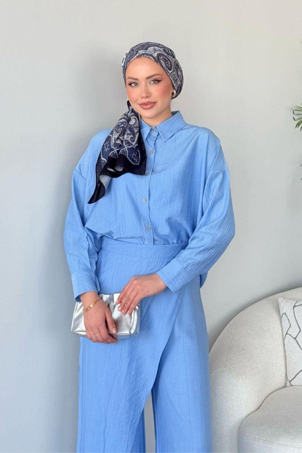 Seray Pelerinli Takım Bebe Mavisi 1290 