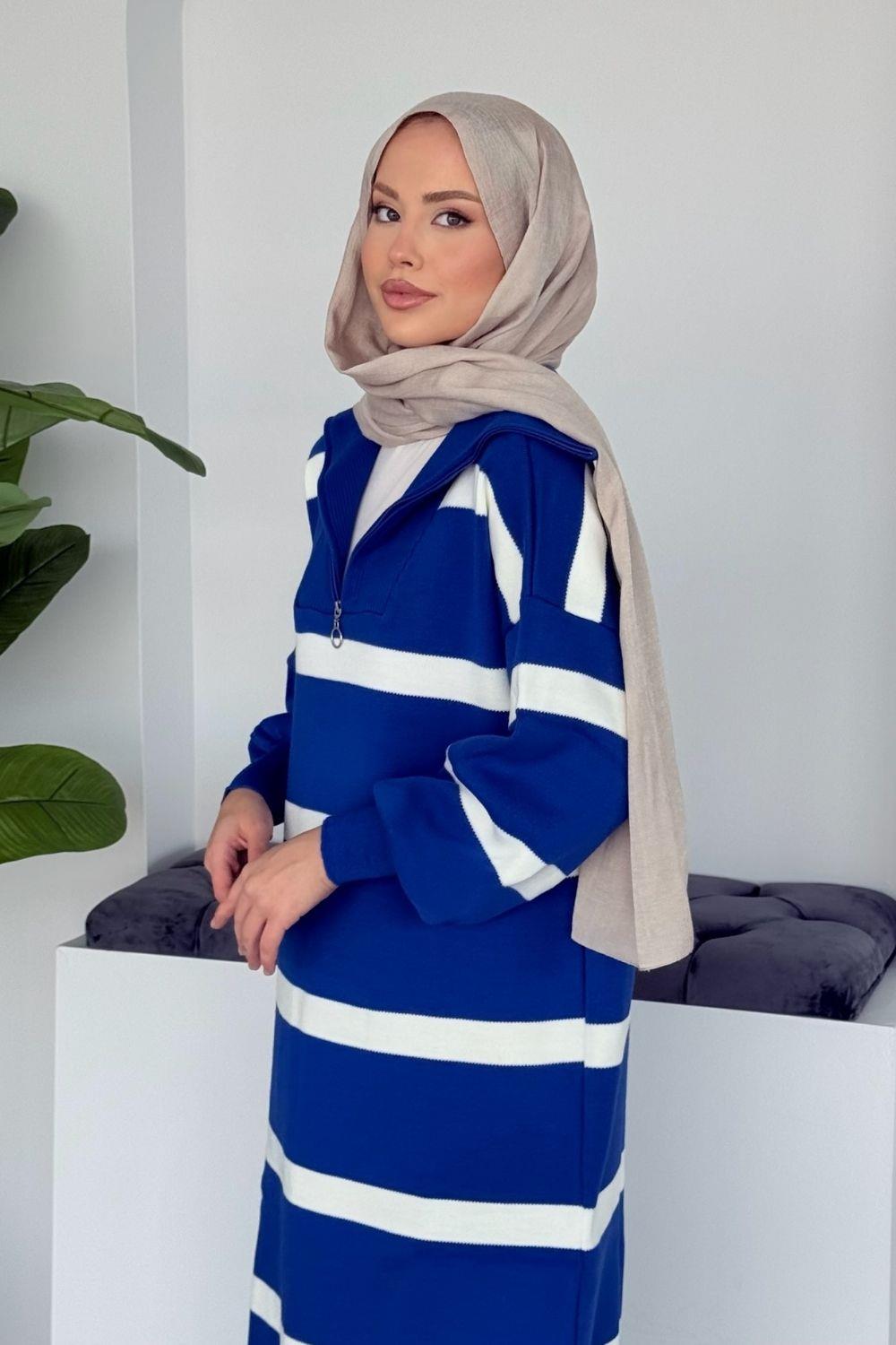 Sümeyye Triko Elbise Saks 1298 