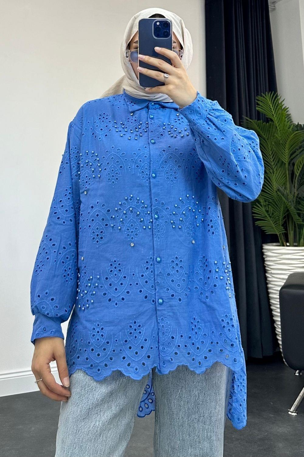 Fisto İncili Tunik Mavi 1351 