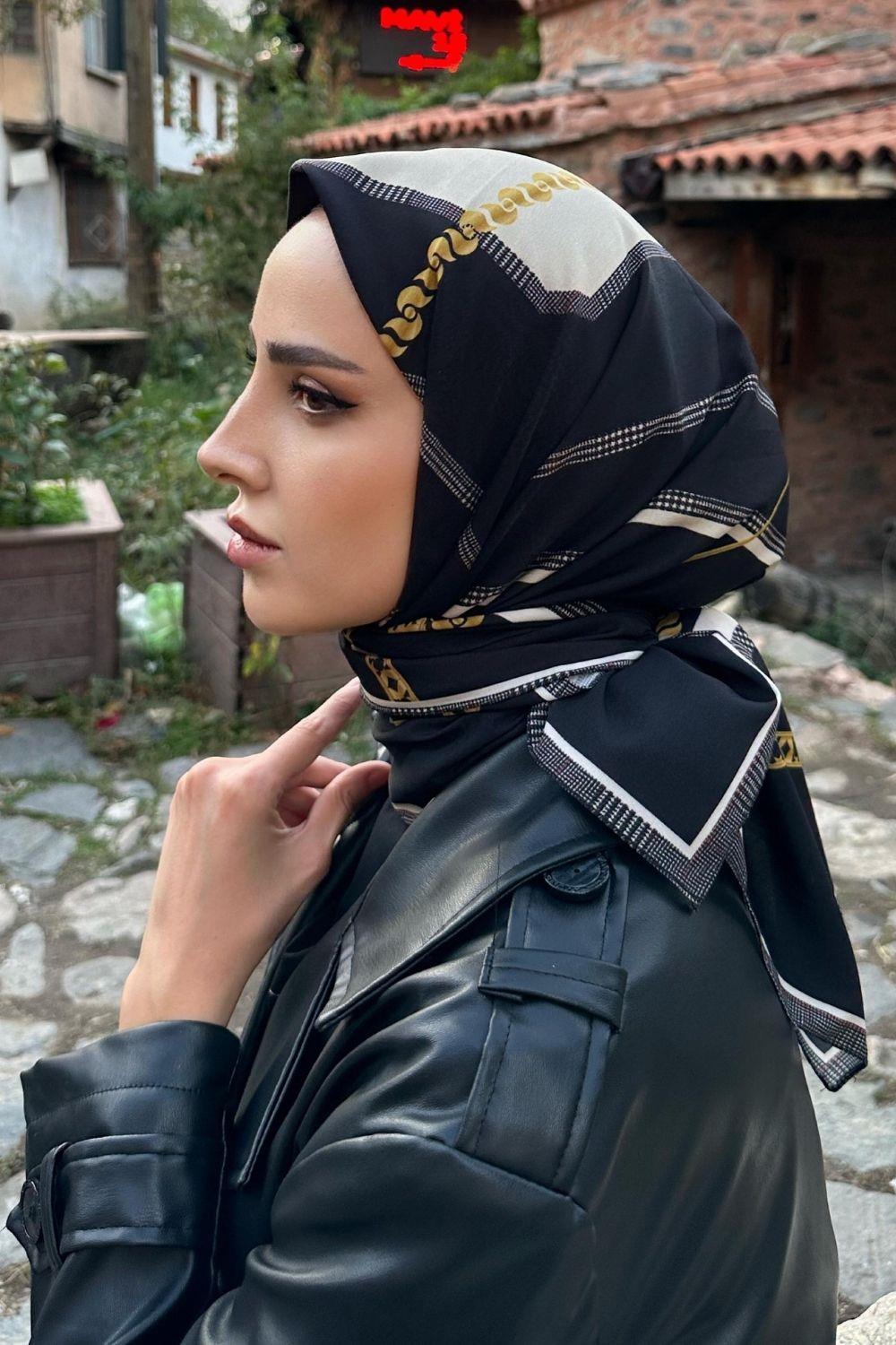 Sevda Zincir Eşarp Siyah 13560 