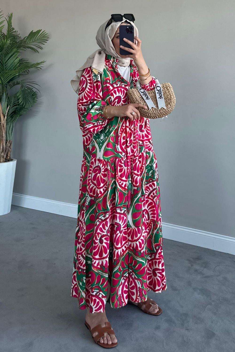 Valor Viskon Elbise Yeşil 1606 