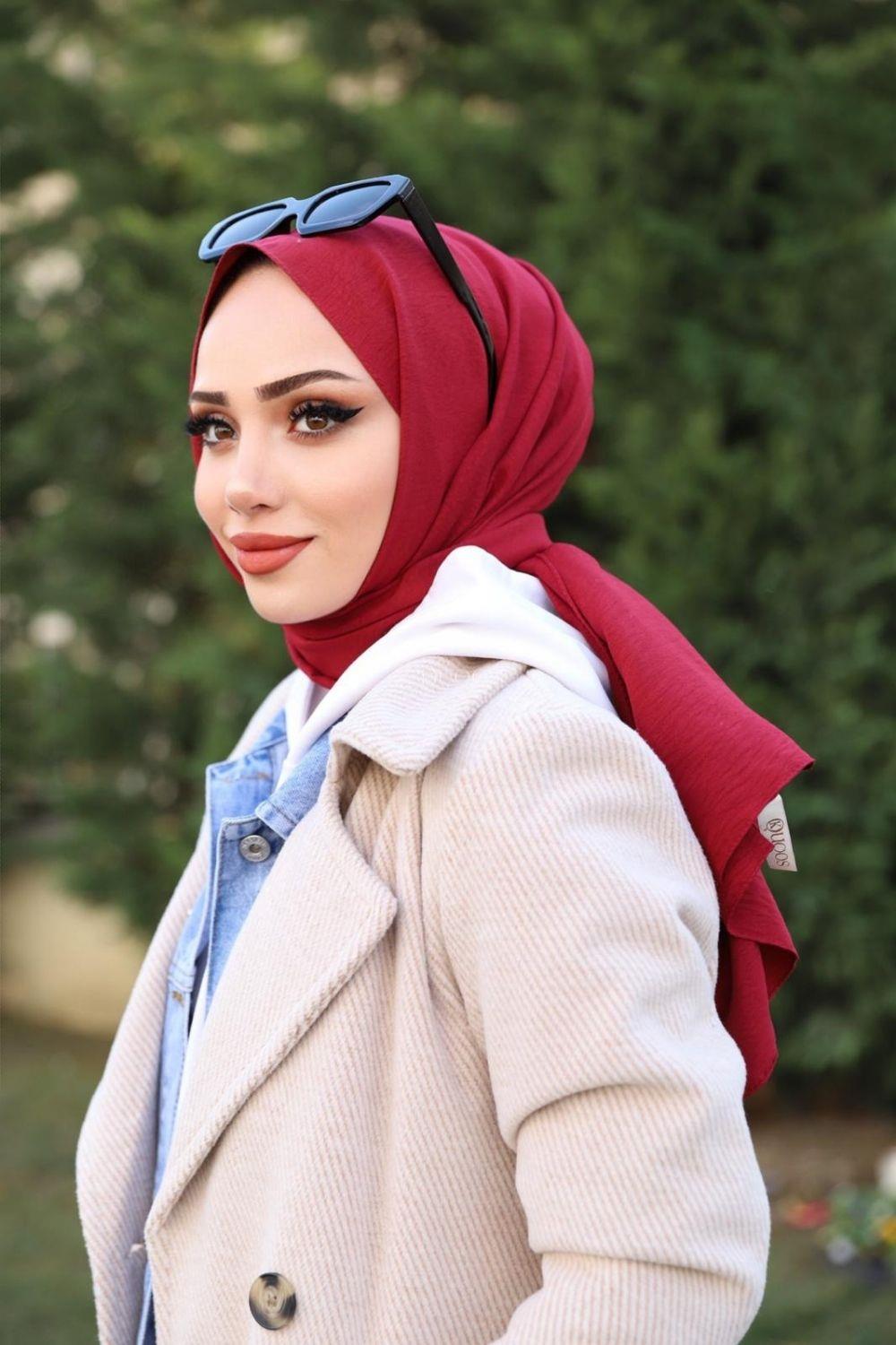 شال قطن جاز أحمر كلاريت