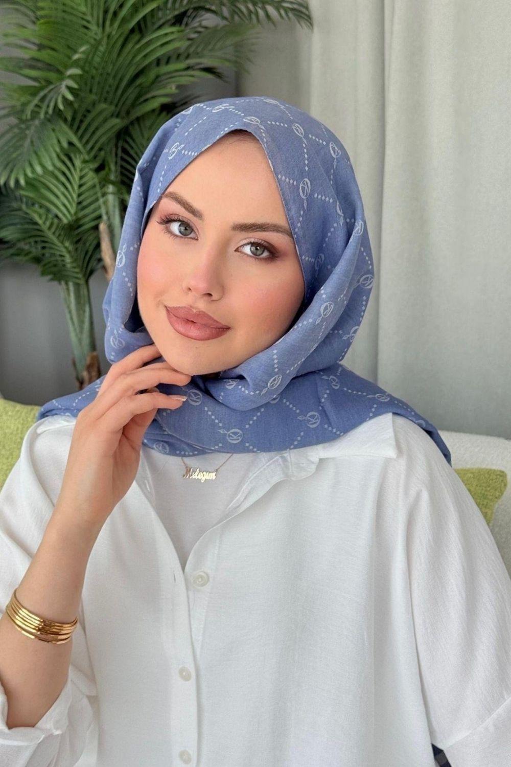 Yaz Esintisi Desen Şal İndigo 20020 