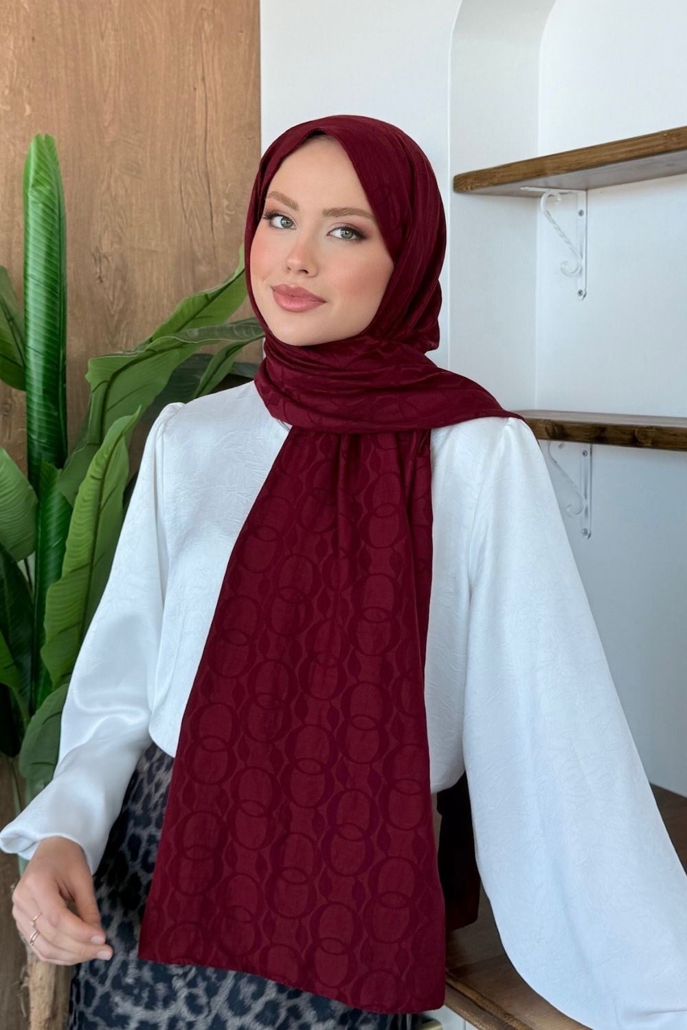 Pamuklu Crush Şal Bordo 2020 