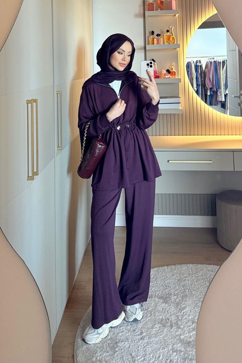 Ayla Yarı Fermuarlıi Takım Mürdüm 20233 