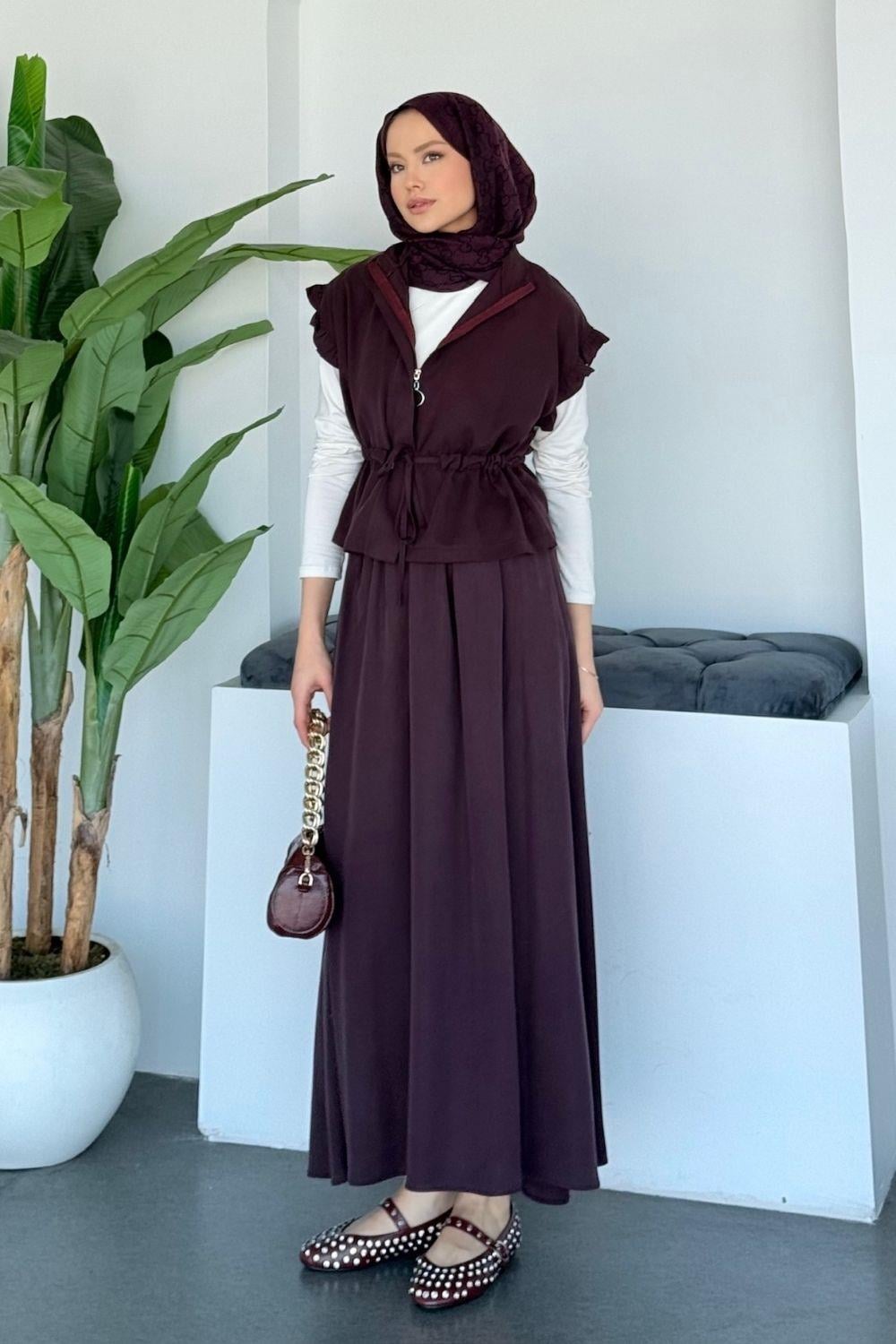 Emma Yelek Etekli Takım Bordo 20235 