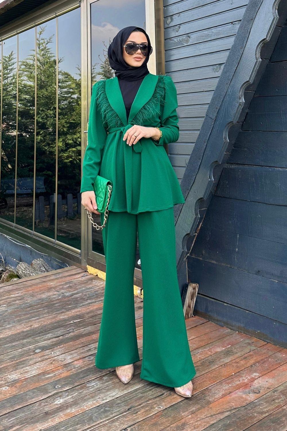 Bella Takım Yeşil – Şule Giyim | Tesettür Giyim