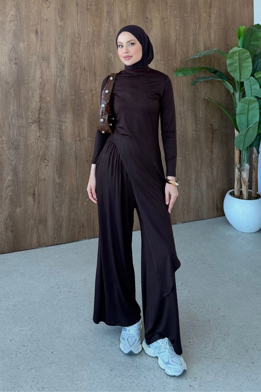 Noir Asimetrik Takım Kahverengi 20271 