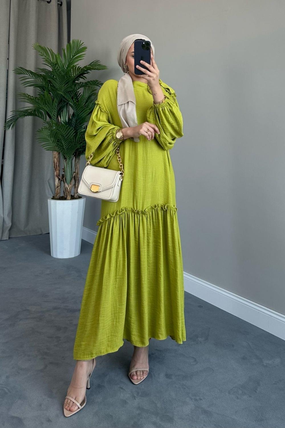 فستان مافيلا زيتي أخضر