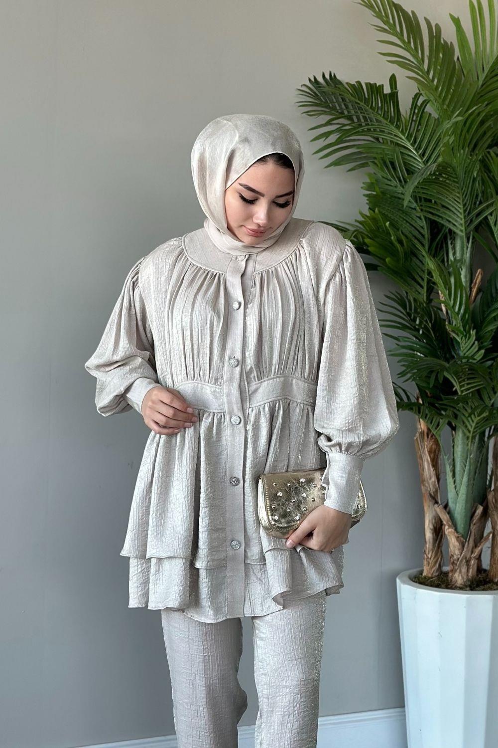 Mia Pantolon Takım Bej 20810 