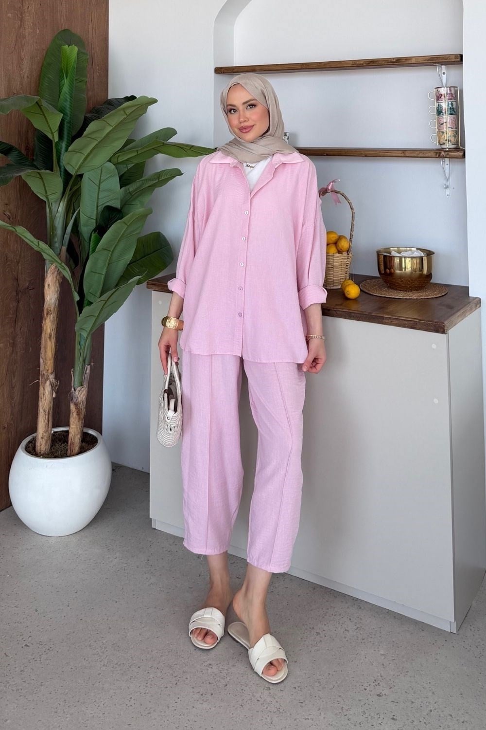 Pargalı Şalvar Takım Pembe 2113 