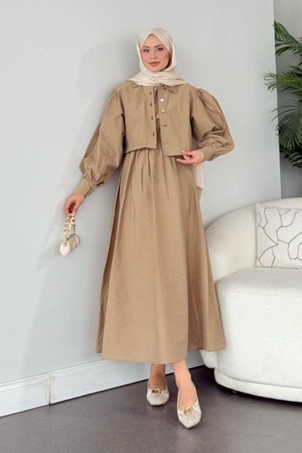 Çiçek Elbise Haki 2158 