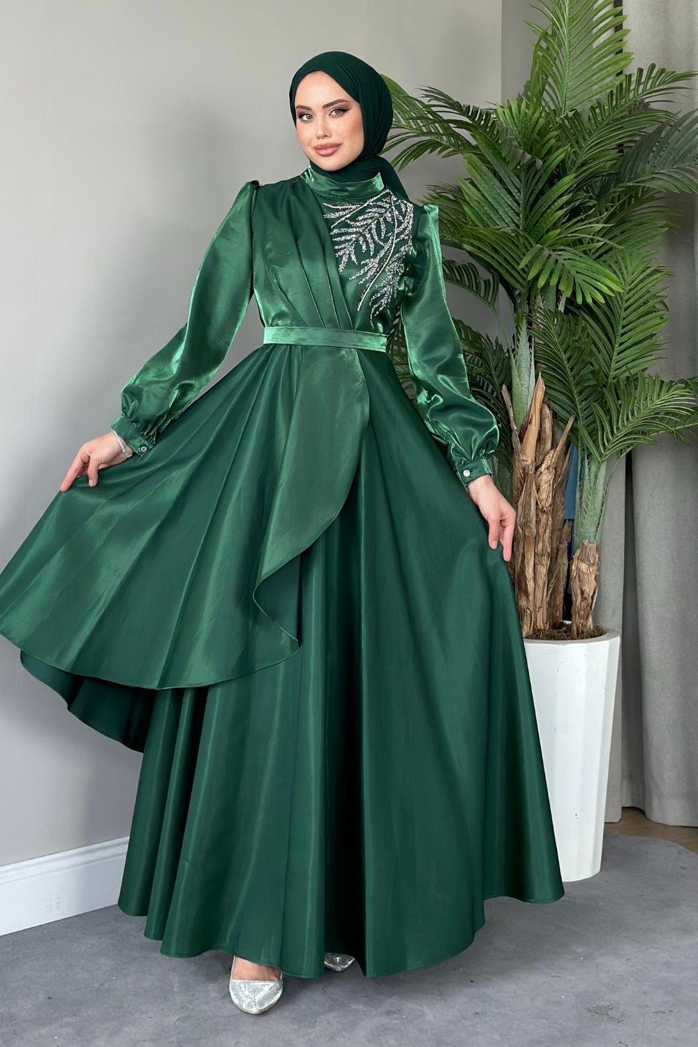 Lina Tafta Abiye Yeşil 21680 