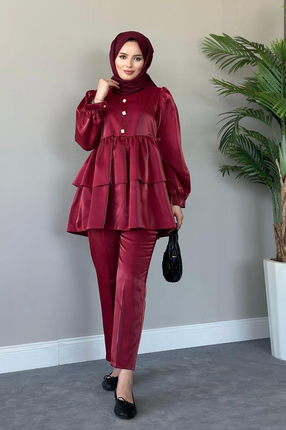 Aysima Pantolon Takım Bordo 2190 