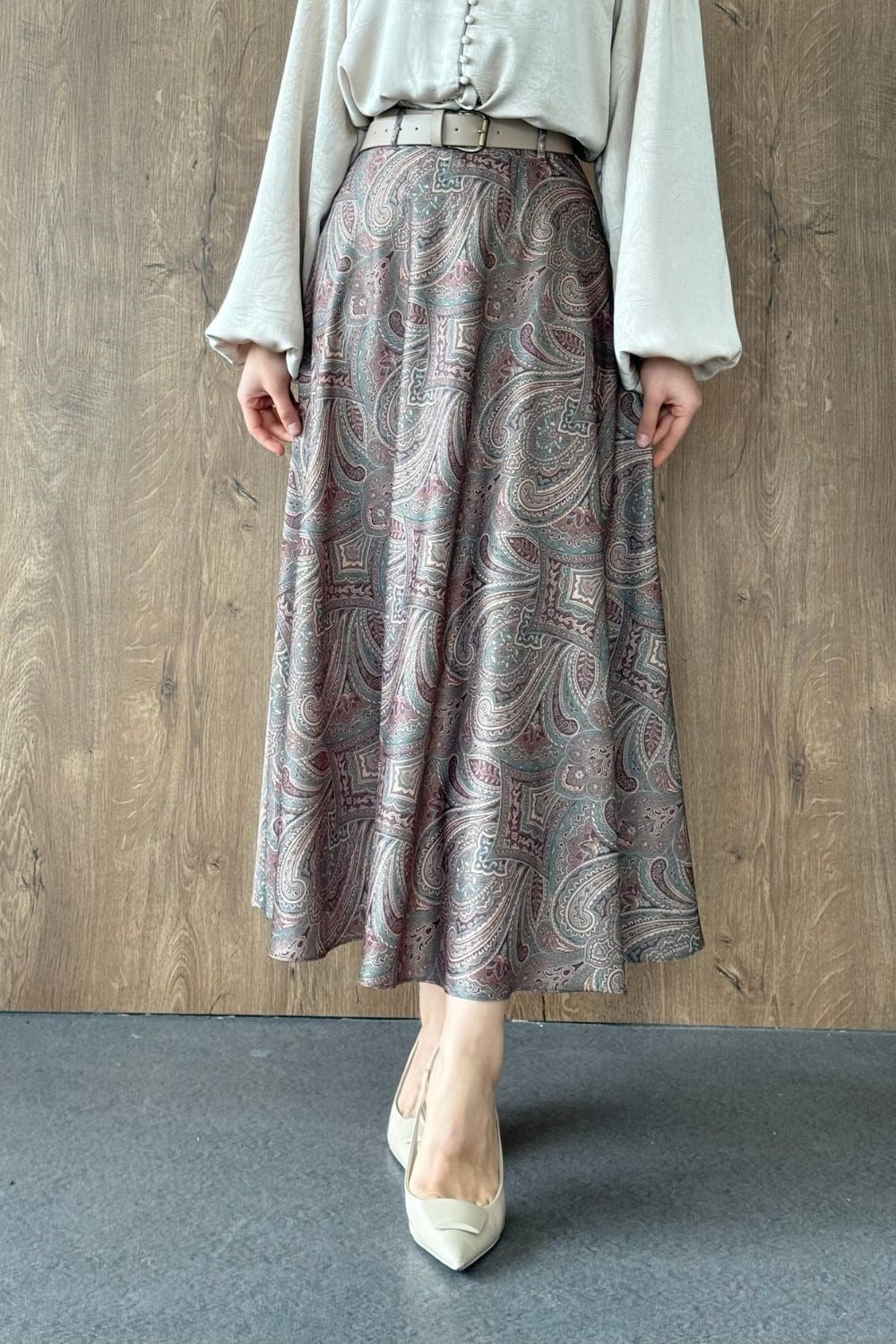 Ebruli Desen Saten Etek Mint 2226 