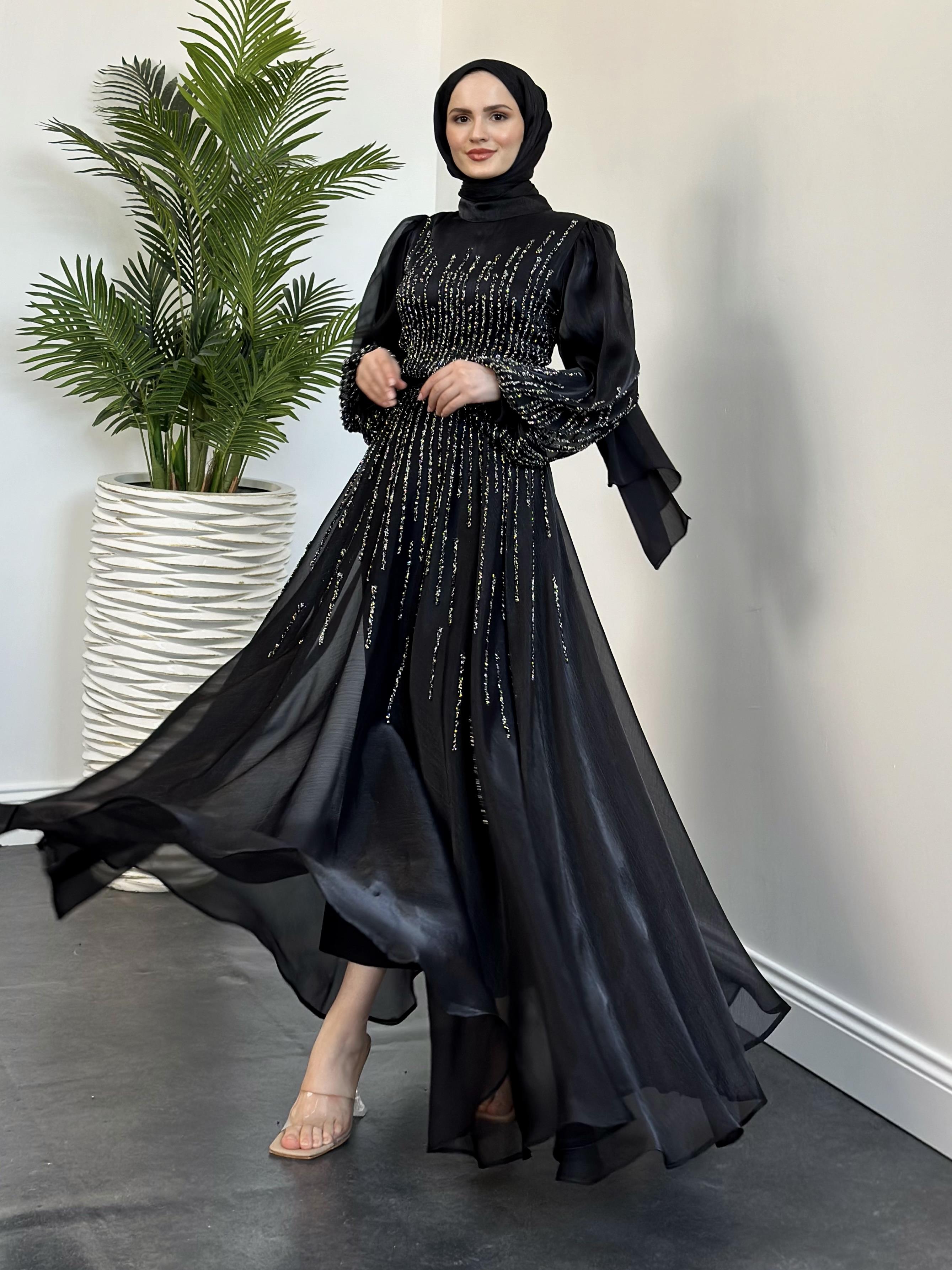 Alina Taşlı Abiye Siyah 22990 