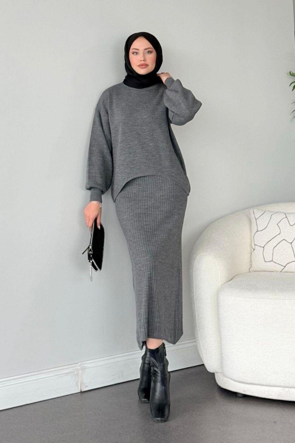 Asel Triko Elbise Gri 23014000 