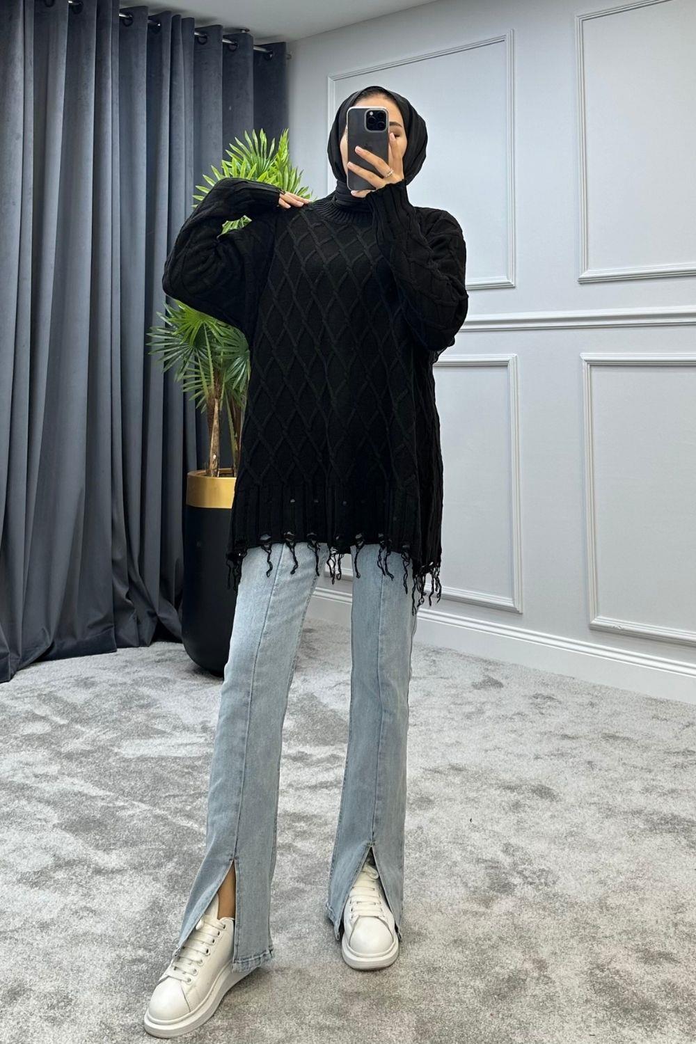 Baklava Desen Kazak Siyah 230910 