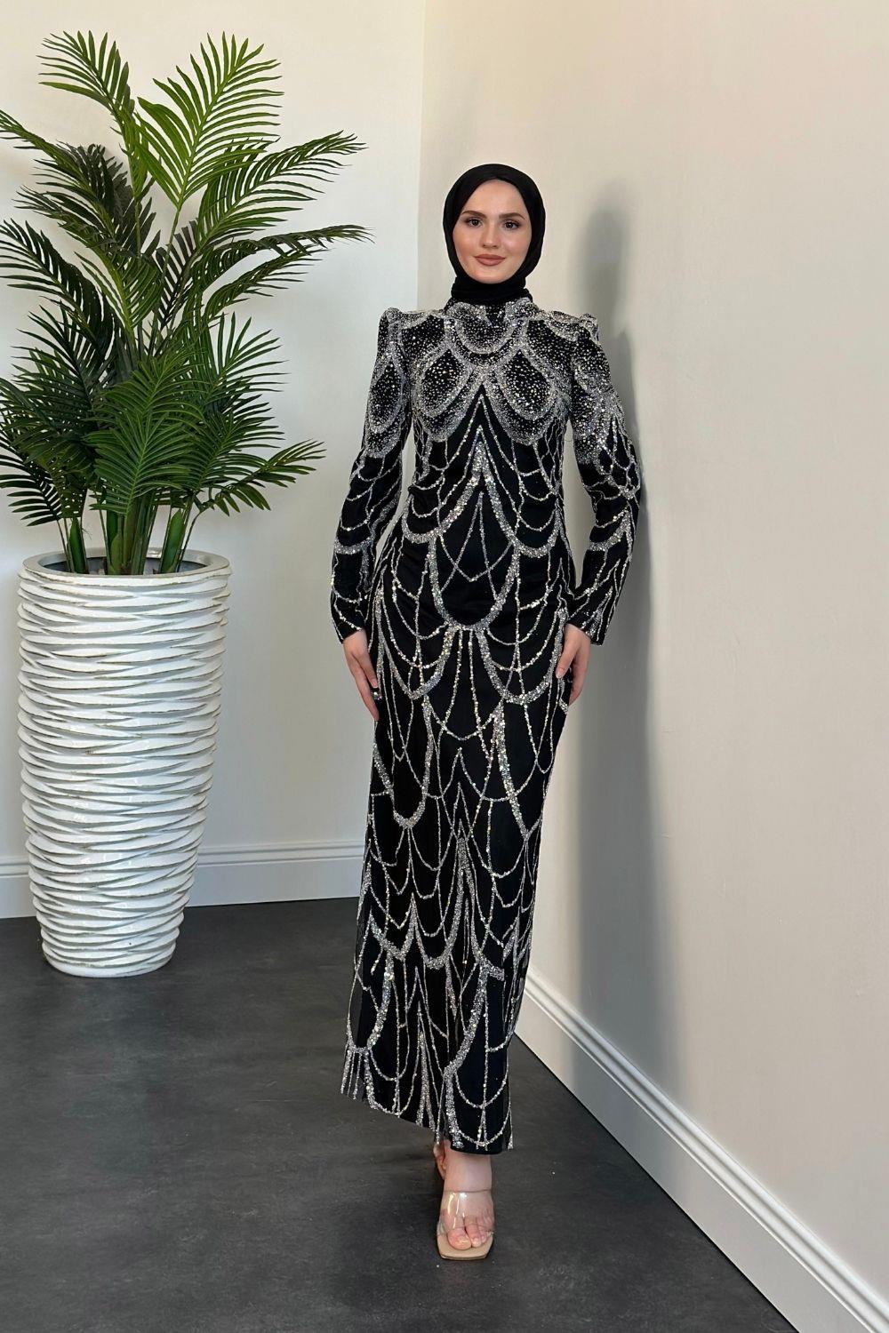 Defne Abiye Siyah 23120 