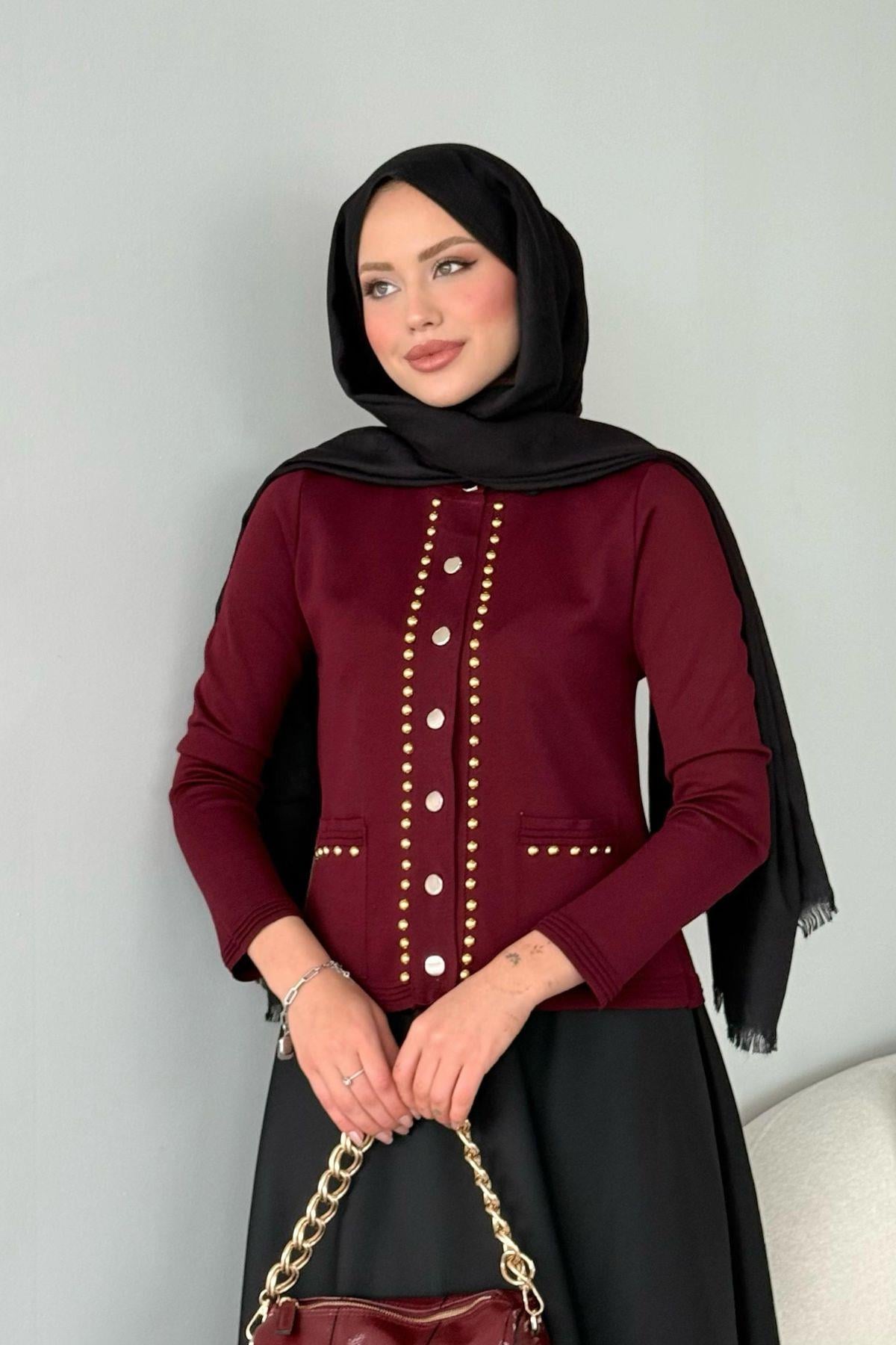 Almira Triko Hırka Bordo 231350 