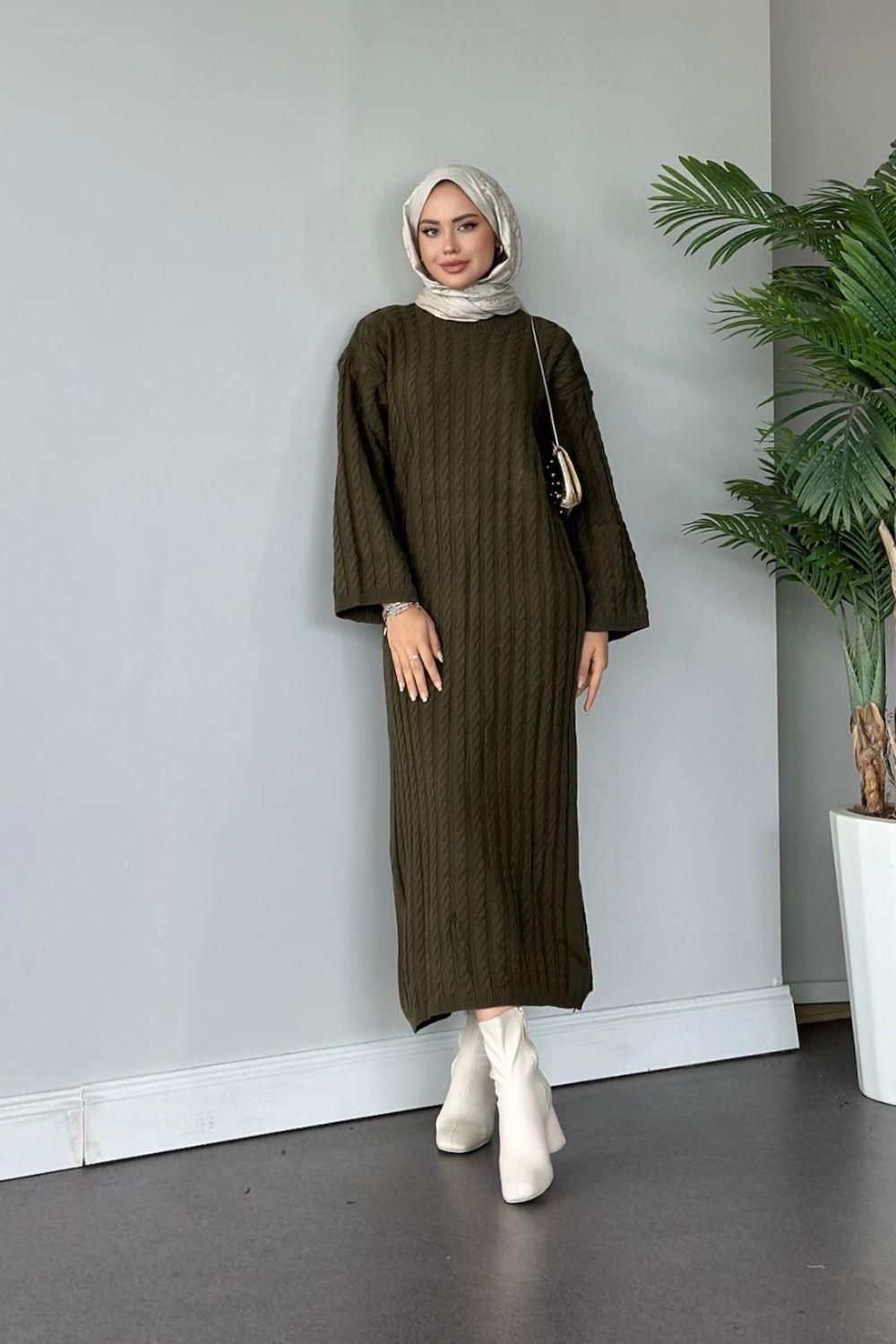 Şura Triko Elbise Haki 2316 